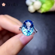 Natural Aquamarine Full Diamond Open Ring Women silver 925 original ring for women rings men korean jewelry cincin lelaki cincin perempuan couple cincin emas korea 戒指