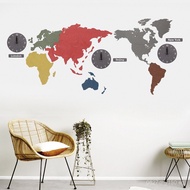 World Creative Wooden Wall Clock Simple Nordic Map Clock Spain Living Room Decorative Wall Clock