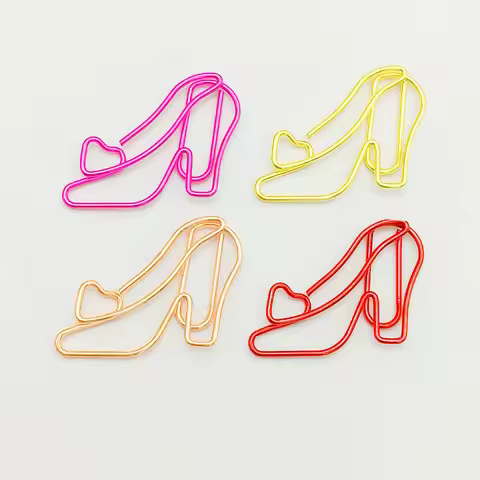 Creative High-heeled Shoes Paper Clips Office Kawaii Stationery Clips Metal Paper Clip Stationery Ac