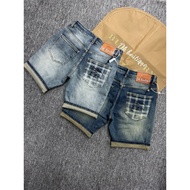 Guangzhou Super Standard High Waist Men's Jean Shorts, Fashionable Plaid Back Pocket - DK Boutique