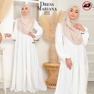 DRESS MARIANA 6.0 - Dress Muslimah Jubah Muslimah Umrah Haji Jubah Hitam Putih Plain Tingkat Ropol ironless Pregnant
