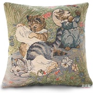 歐洲皇家緹花抱枕 針織 限量1個 彼得兔 搗蛋鬼小貓 正版英國插畫