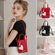CLEIGHTEEN8H Mini Phone Bag, PU Leather Polka Dot Crossbody Bag, Heart Pendant Y2K Pillow Handbag
