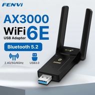☀AVAILL☀ Fenvi WiFi 6E AX3000 USB Adapter Bluetooth 5.2 Tri Band 2.4G/5G/6GHz WiFi6 Network Card Wi