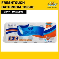 FreshTouch 123 Bathroom Toilet Paper / Tissue (2 Ply - 10 x 150s)