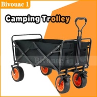 Foldable Camping Wagon Big Wheel Outdoor Trolley Shopping Cart Garden Carts Storage Basket Beach 5” 