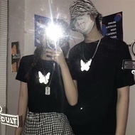 MMcouple murah panjang baju sweet couple T-Shirt Lengan Pendek Lelaki dan Wanita Selebriti Internet Musim Panas Seorang Lelaki dan Seorang Pelajar Perempuan Gaya Harajuku Versi Korea Longgar