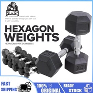 Dumbbell Fitness Equipment 5/10/15/20/25 LBS Metal Handle Rubber Hexagonal Dumbbell Home Gym