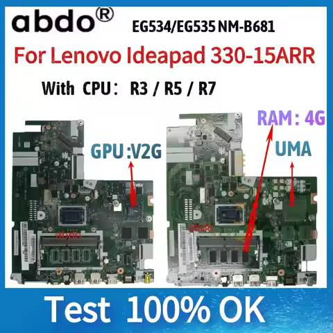 For Lenovo Ideapad 330-15ARR Laptop motherboard.EG534/EG535 NM-B681 W/R3-2200U/R5-2500U/R7-2700U CPU