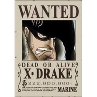 One Piece Wanted Poster with Borderless Frame (X-DRAKE)