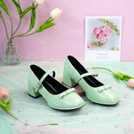 Giày Cao Gót Nữ 5cm Quai Cài Ngang Phối Nơ Pixie H024