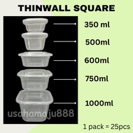 Thinwall SQ / Box 350 500 600 750 1000 ml contains 25 pcs + Square Lid