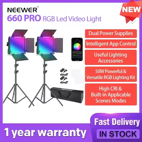 Neewer 660 PRO RGB Led Video Light With APP Control For Gaming, Streaming,YouTube,Webex,Broadcasting