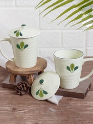 Ly sứ vẽ tay có nắp 350ml