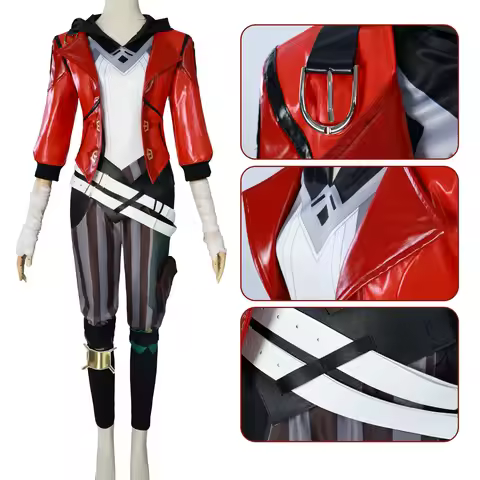Arcane Vi Cosplay Costume Wig Hair for Anime Jinx Sister Cosplay Outfits Vi Cosplay Shoes Boots Leat
