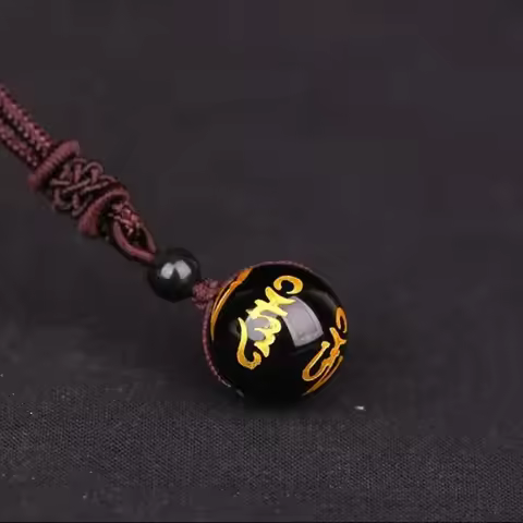 Natural Stone 16mm Black Obsidian Tiger Eye Stone Pendant Transfer Lucky Amulet Crystal Pendant Neck