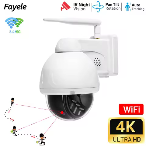 Wireless IP 5MP PTZ Camera Auto Tracking SD Slot 2.8mm lens 2way Audio 2.4G 5G WiFi Outdoor 4K 8MP I