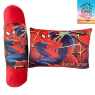 (Rumah Grosir Boneka) Paket Bantal dan Guling Spiderman / Set Bantal Guling Spiderman