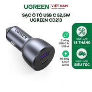UGREEN CD213 USB C car charger| Type C Port 52.5W PD 30W&SCP 22.5W/QC 18W| Fast charging car charger