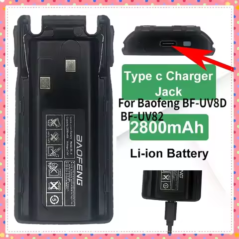 For Baofeng Walkie Talkie uv82 Battery Type-C Rechargable Batterior for Baofeng 8D Two Way CB Radio