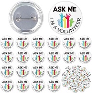 80 Pcs Volunteers Buttons Ask Me I'm a Volunteer Employee Badge Pins for Teachers, and Customer Serv