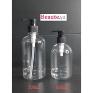 Malaysia READY STOCK 300ml 500ml Clear PET Bottle with Black/White Pump & Without Pump Dispenser Emp