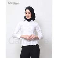 New Kemeja Putih Polos Wanita Baju Kantor Formal Kerja Katun Strec