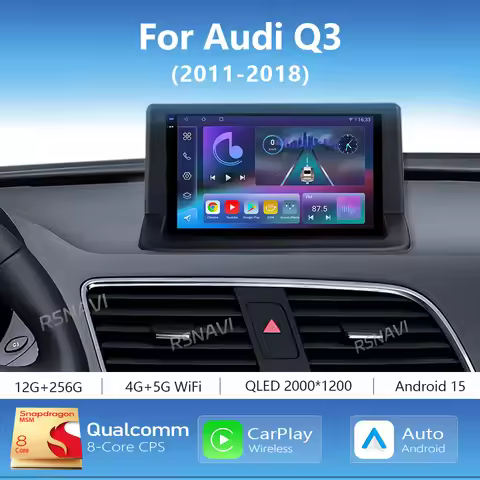 Android 15 Carplay Auto 2K Screen Car Radio Multimedia Player For Audi Q3 1 8U 2011-2018 DSP 2Din Au