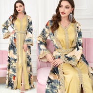 2023 Dubai Abaya sets Arab robe 2-piece set jubah Women Wear Abaya Cloak Muslim abaya dress Muslimah