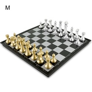 1 Set Medieval Chess Magnetic Board Intellectual Development Golden Silver Color Foldable Internatio
