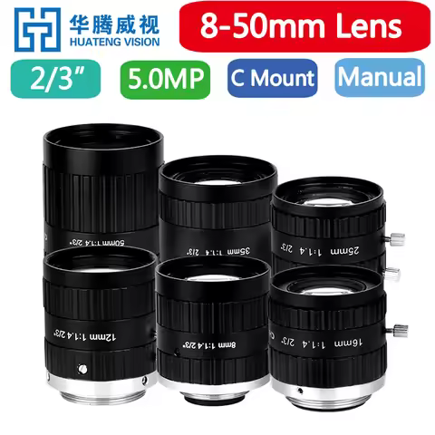 Machine Vision Camera 2/3" 5MP 8mm 12mm 16mm 25mm 35mm 50mm Fixed Focus Lens C-Mount Manual Industri