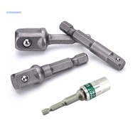 [AuspiciousS] 3 X Socket Adaptor Set 1/4 to 1/2 1/4 3/8 inch Cordless HEX Drill Bit Driver New