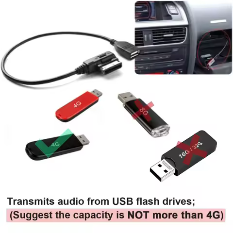 USB Aux Cable Adapter Audio AUX Adapter Data Wire MDI MMI AMI To USB Female Interface for Audi A6L Q