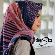 (COD) Hijab Kerudung Segi Empat Square Motif Voal Scarf Ungu Jilbab Segiempat Viral KekinianHijab