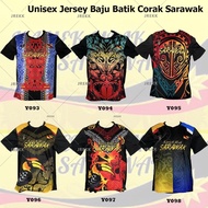 Ready StokUnisex Baju Batik Jersey Corak Sarawak