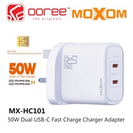 MOXOM MX-HC101 USB-C PD 50W SUPER SI FAST CHARGER ADAPTER WITH PD 50W + QC3 DUAL TYPE C FAST CHARGER