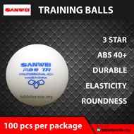 Sanwei Ball Multi-Purpose Training Balls 3 Star Plastic ABS 40mm+ 100 pcs White Bola Ping Pong