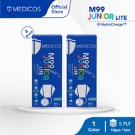 MEDICOS M99 JUNIOR LITE Surgical Face Mask With HydroCharge Filter - White (Bundle of 2)