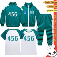 Squid Game Costume 3pcs Kids Boys and Girls Outfit Tshirts Pants For Kids Jacket Pants 456 Set
