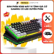 Mechanical Gaming Computer Keyboard with LED Through Keys, Wired Keyboard K500