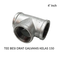 4" inch galvanized iron thread Tee in CLASS 150
