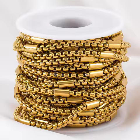 No Fade 0.5M 1M Stainless Steel Gold Color Punk Cuban Link Chain For Men Female DIY Bracelet Necklac