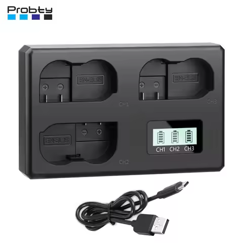 Probty EN-EL15 EL15C Battery 3 Slot Charger for Nikon Camera D750 D800E Z5 D780 D7200 D800 D500 D610