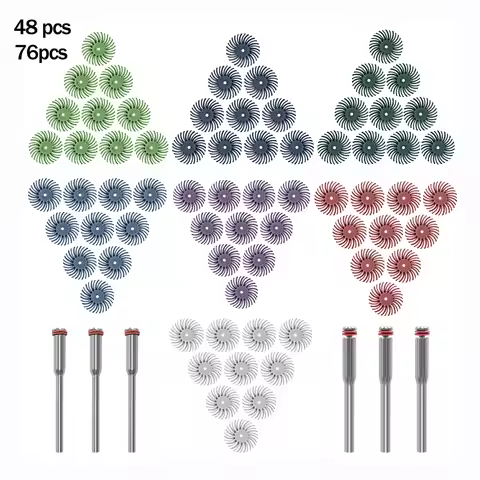 48/76pcs 1-inch Radial Bristle Disc Kit 50mmJewelry Grinding Disc Dremel Rotary Tool Accessories wit