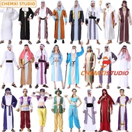 Discount Halloween Costume Adult Male Middle East Arabian Robe Clothes Female Dubai Masquerade cospl