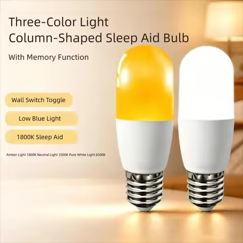 Bulb Amber Light Tricolor Light Led Column Bulb Amber Light 1800 K Sleeping Household Energy Saving 