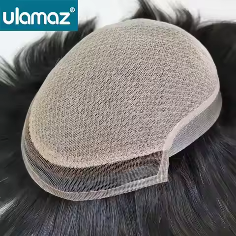 Double Knot Male Hair Prosthesis Silk Base Hair System Men's Wig Lace Front Toupee Wig For Men 100% 
