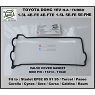 Toyota Valve Cover Gasket 4EFE 4EFTE 5EFE 5EFHE SANWA Japan OEM P/N 11213-11040 Starlet EP82 EP91 Te