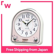 Seiko Clock Alarm Clock, wall clock, analog, 31 melodies, alarm, white pearl, some pink pearl, 139 x 126 x 70 mm QM750P