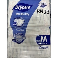 pampers drypers size M tape 52pcs